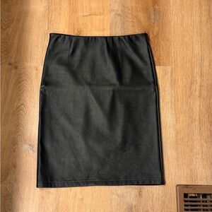 LOFT Classic Faux Leather Black Pencil Skirt